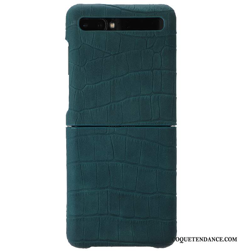 Samsung Z Flip Coque Bleu Marin Cuir Véritable Étui Pure Luxe