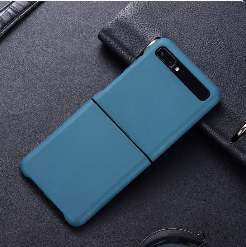 Samsung Z Flip Coque Plier Bleu Couvercle Arrière Délavé En Daim Incassable