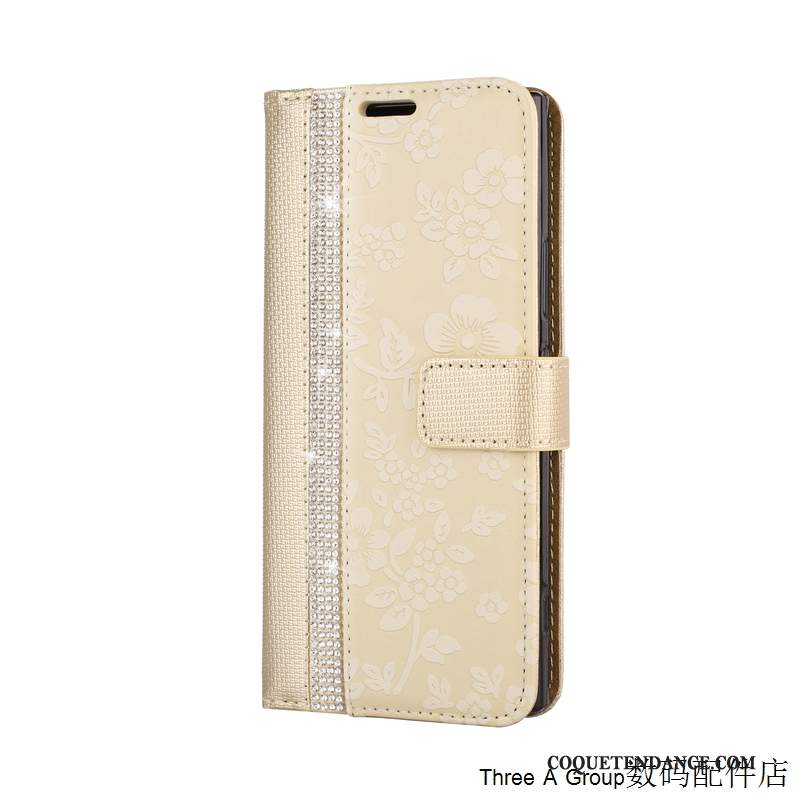 Sony Xperia 1 Coque Étui En Cuir Protection Carte Or Incassable