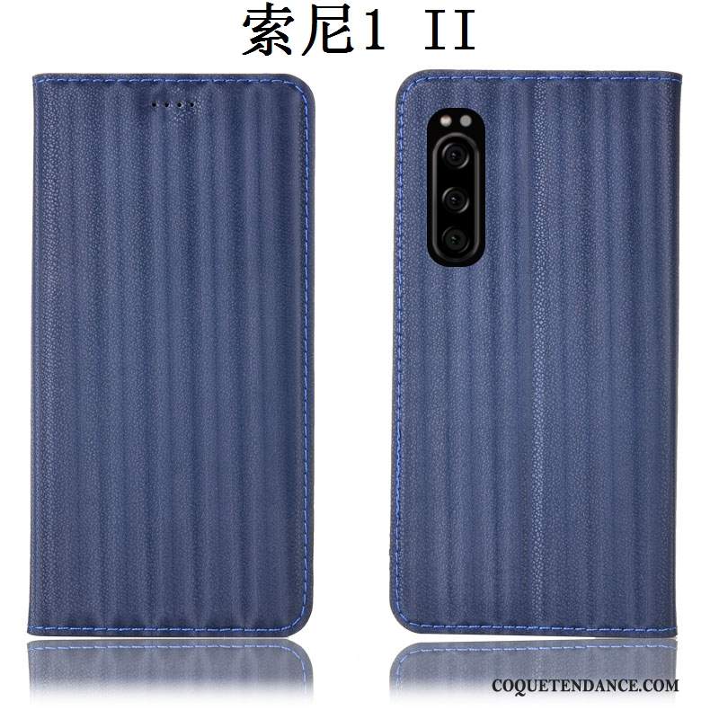 Sony Xperia 1 Ii Coque Housse Étui En Cuir Dégradé Bleu Protection