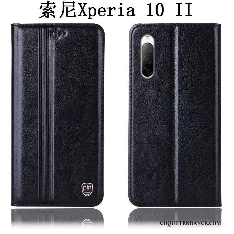 Sony Xperia 10 Ii Coque Cuir Véritable De Téléphone Incassable Housse Étui