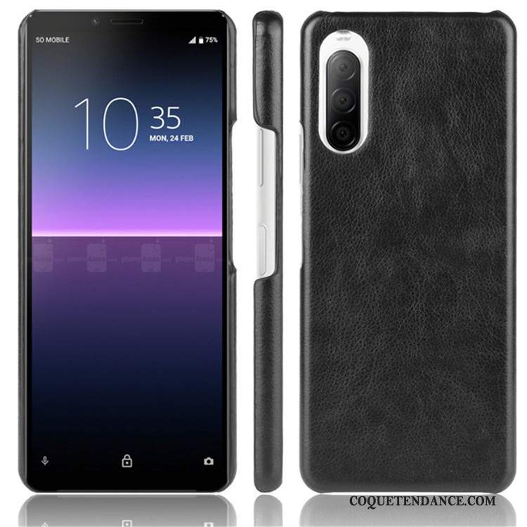 Sony Xperia 10 Ii Coque Noir Cuir Modèle Fleurie Protection