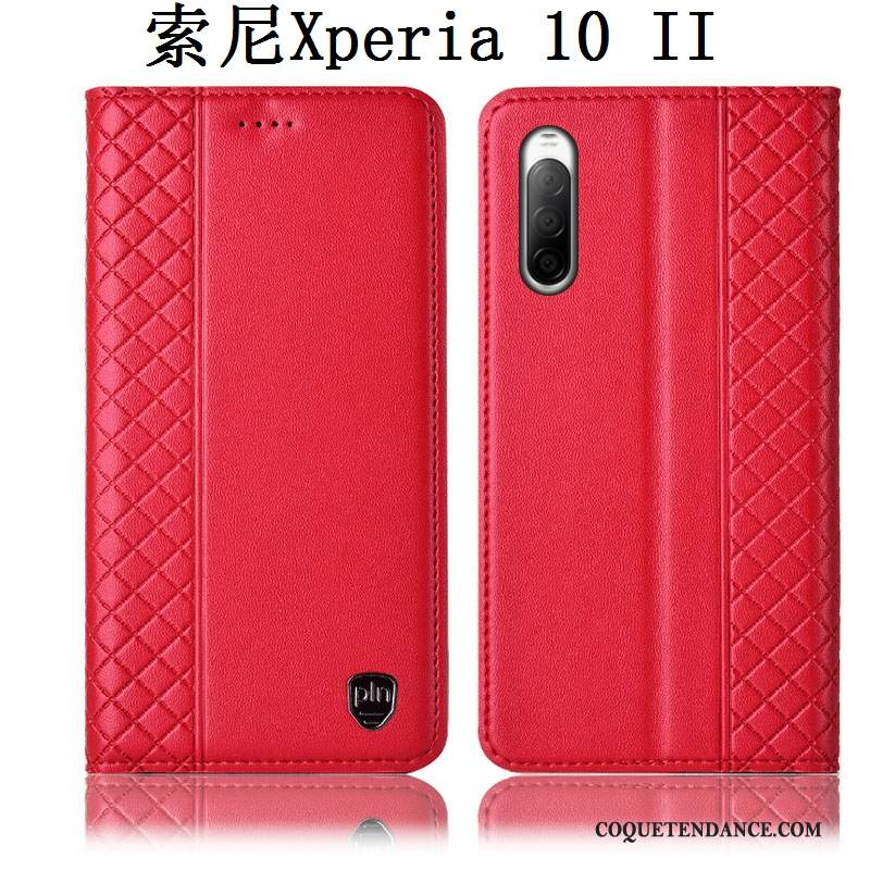 Sony Xperia 10 Ii Coque Étui De Téléphone Rouge Étui En Cuir Housse