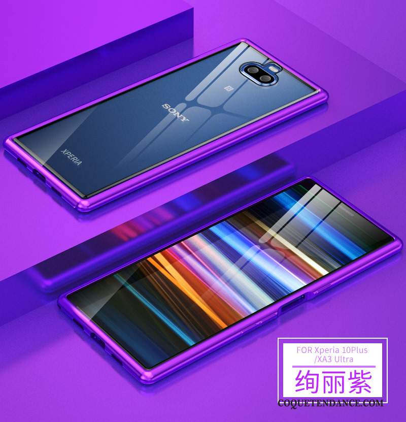 Sony Xperia 10 Plus Coque Border De Téléphone Étui Violet Brillant