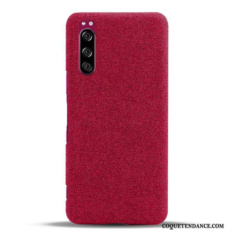 Sony Xperia 5 Coque Étui Légères Tissu Rouge