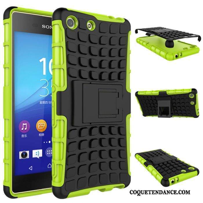 Sony Xperia M5 Dual Coque Antidérapant Vert Incassable Support
