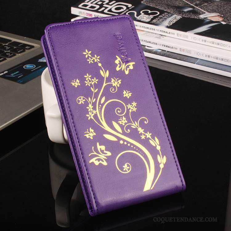 Sony Xperia X Compact Coque Protection Violet Étui En Cuir Or Modèle Fleurie
