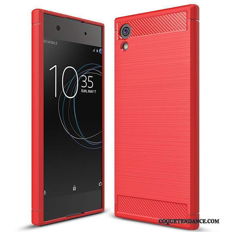 Sony Xperia Xa1 Coque Fibre De Téléphone Protection Fluide Doux Rouge