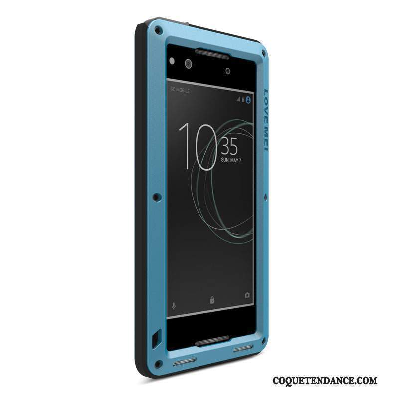 Sony Xperia Xa1 Coque Trois Défenses Métal Bleu De Téléphone Protection