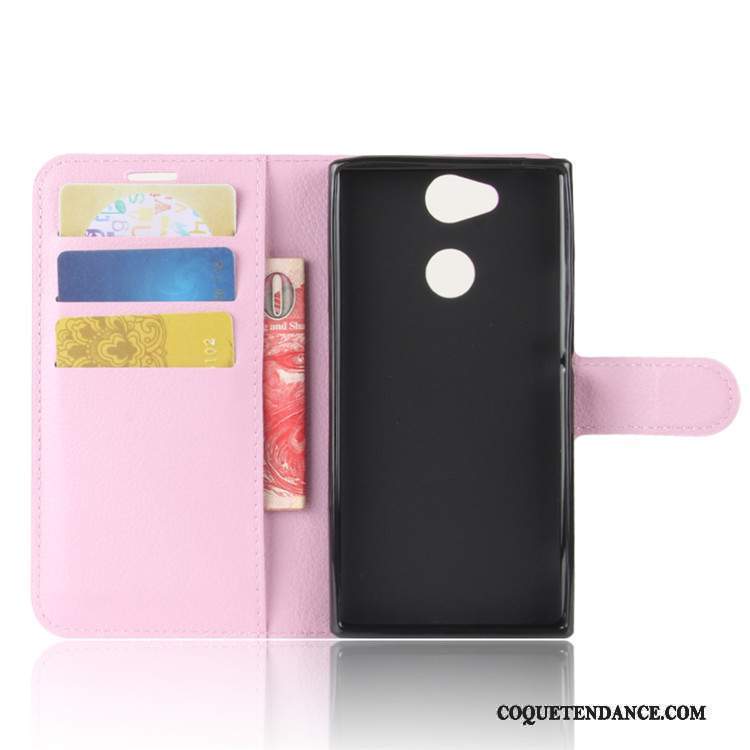 Sony Xperia Xa2 Coque Carte Protection Rose Étui