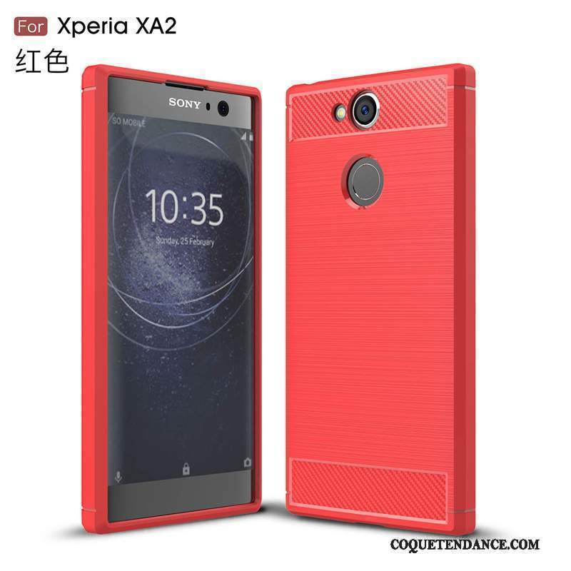 Sony Xperia Xa2 Coque De Téléphone Rouge Silicone Modèle Fleurie Étui