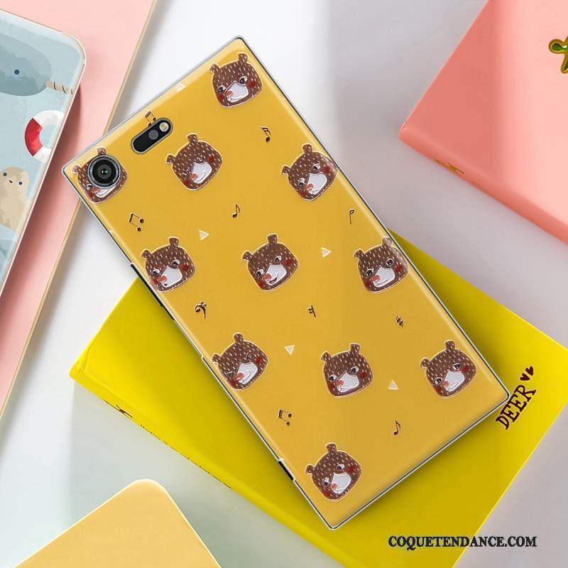 Sony Xperia Xz Premium Coque De Téléphone Jaune Gaufrage Charmant Dessin Animé