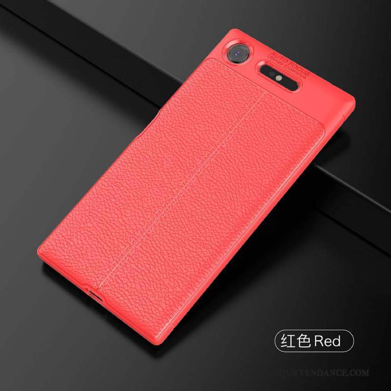 Sony Xperia Xz1 Coque Cuir Protection De Téléphone Étui Rouge