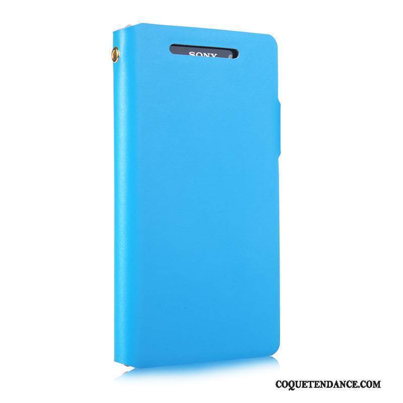 Sony Xperia Z2 Coque Bleu De Téléphone Cuir Véritable Étui Protection
