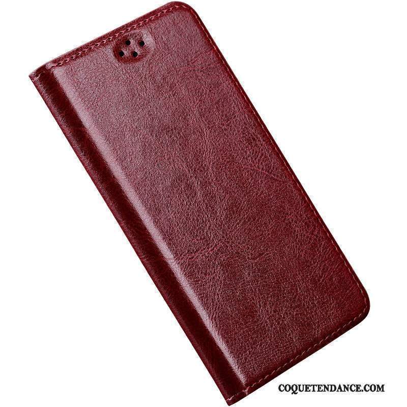 Sony Xperia Z2 Coque Cuir Véritable Luxe Clamshell Vin Rouge Silicone