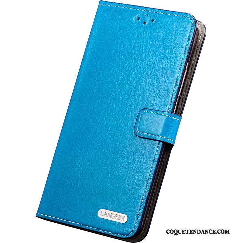 Sony Xperia Z3+ Coque Clamshell De Téléphone Cuir Véritable Bleu Protection