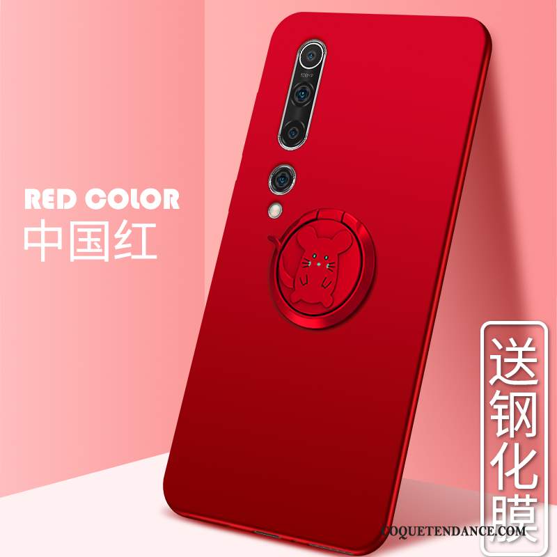 Xiaomi Mi 10 Coque Délavé En Daim Marque De Tendance De Téléphone Rouge Étui