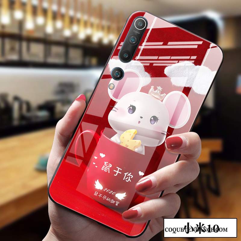 Xiaomi Mi 10 Coque Net Rouge Tout Compris Verre Petit Dessin Animé