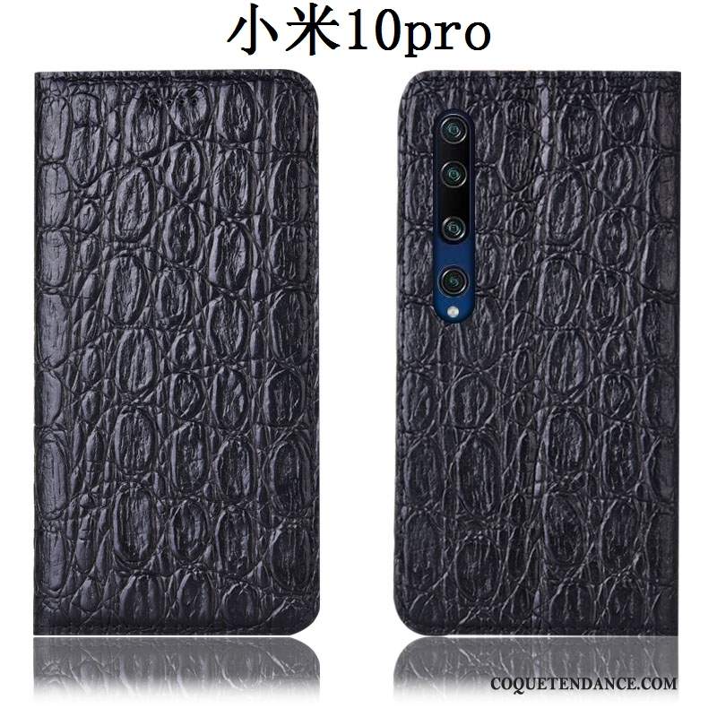 Xiaomi Mi 10 Pro Coque Housse Étui En Cuir Incassable Petit Noir