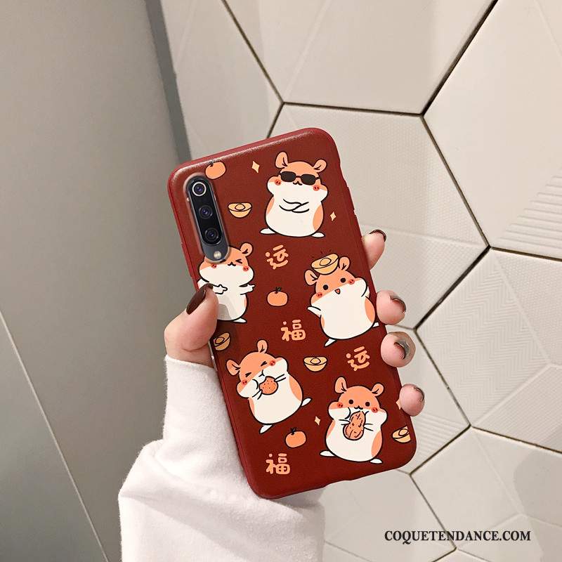 Xiaomi Mi 9 Lite Coque Cœur Dessin Animé Silicone Vin Rouge Petit