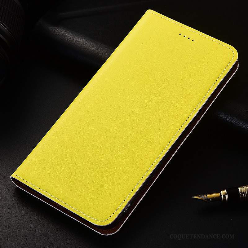 Xiaomi Mi 9 Se Coque Clamshell Fluide Doux Jaune Cuir Véritable Protection