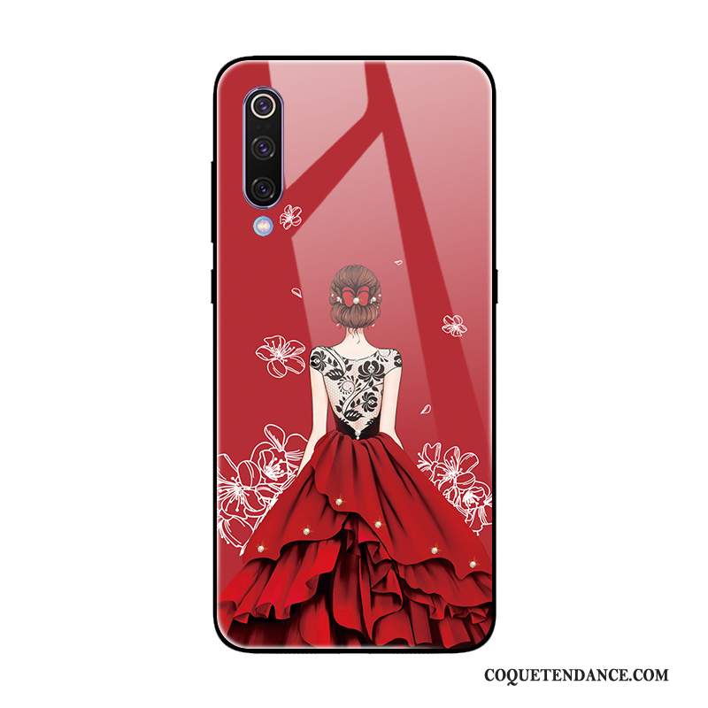 Xiaomi Mi 9 Se Coque Créatif Protection Verre Trempé Rouge Miroir