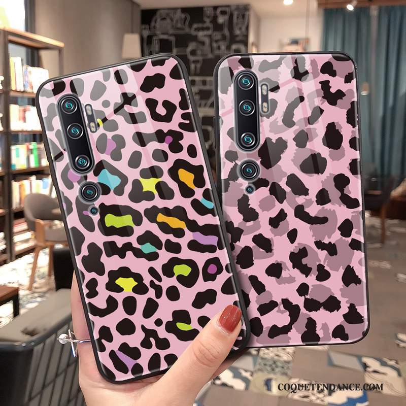 Xiaomi Mi Note 10 Coque Petit Créatif Léopard Rose Miroir