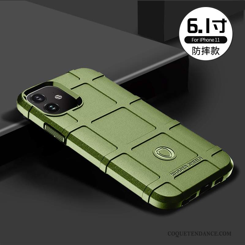 iPhone 11 Coque De Téléphone Étui Vert Silicone Marque De Tendance