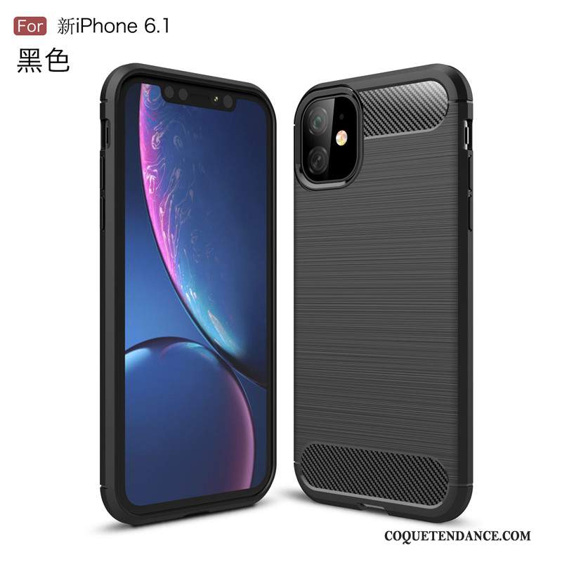 iPhone 11 Coque Fluide Doux Fibre Étui Protection Noir