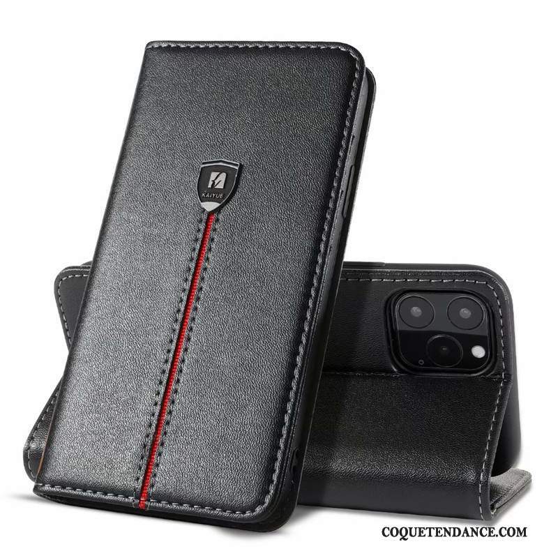 iPhone 11 Pro Max Coque Noir Étui Tout Compris Business Étui En Cuir