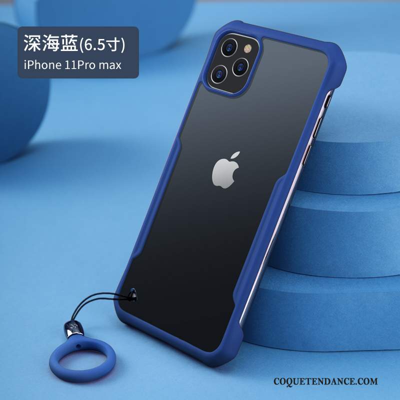iPhone 11 Pro Max Coque Transparent Bleu Silicone Incassable Fluide Doux