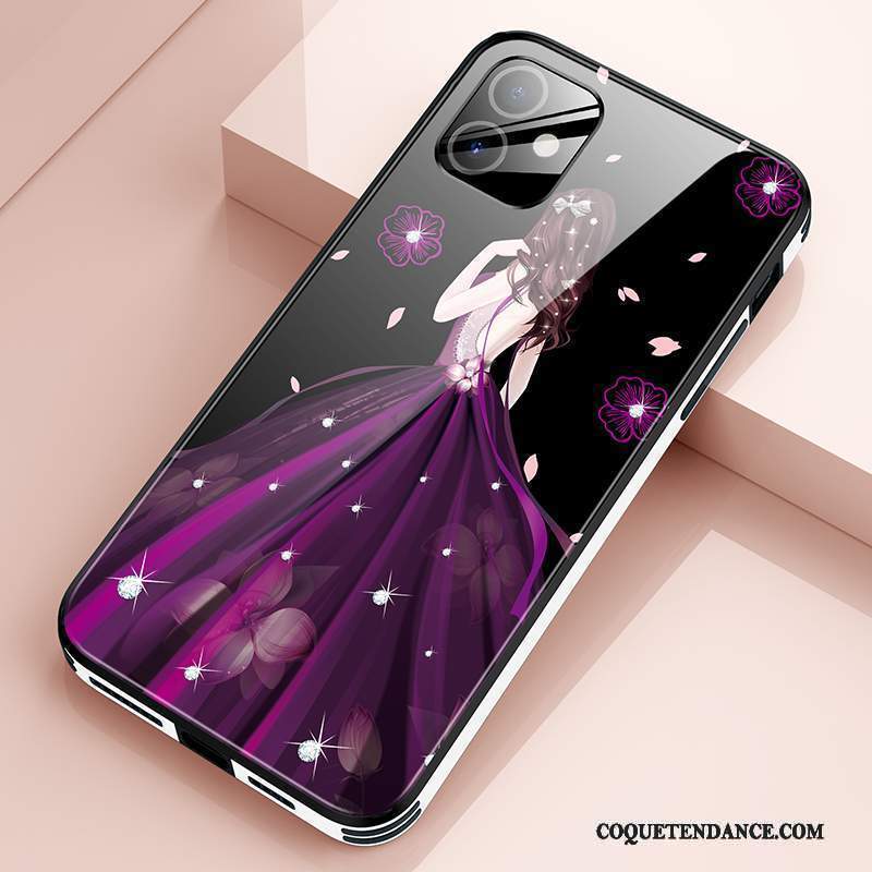 iPhone 12 Coque Personnalité Tout Compris Violet Très Mince Net Rouge