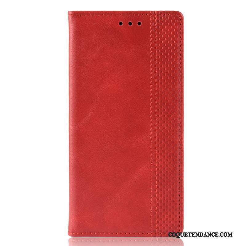 iPhone 12 Pro Max Coque De Téléphone Étui En Cuir Magnétisme Rouge Housse