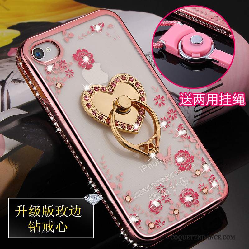 iPhone 4/4s Coque Étui Ornements Suspendus De Téléphone Silicone Rose