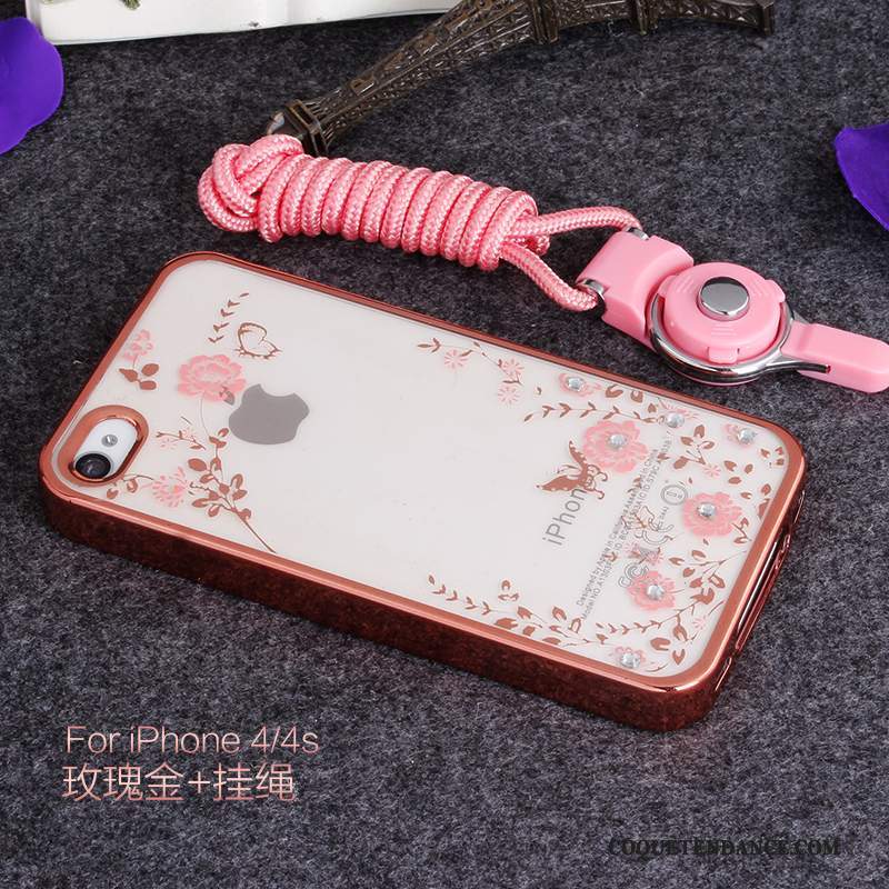 iPhone 4/4s Coque Étui Strass Incassable Rose Support