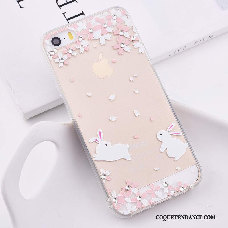 iPhone 5/5s Coque Transparent Rose Protection Tout Compris Silicone