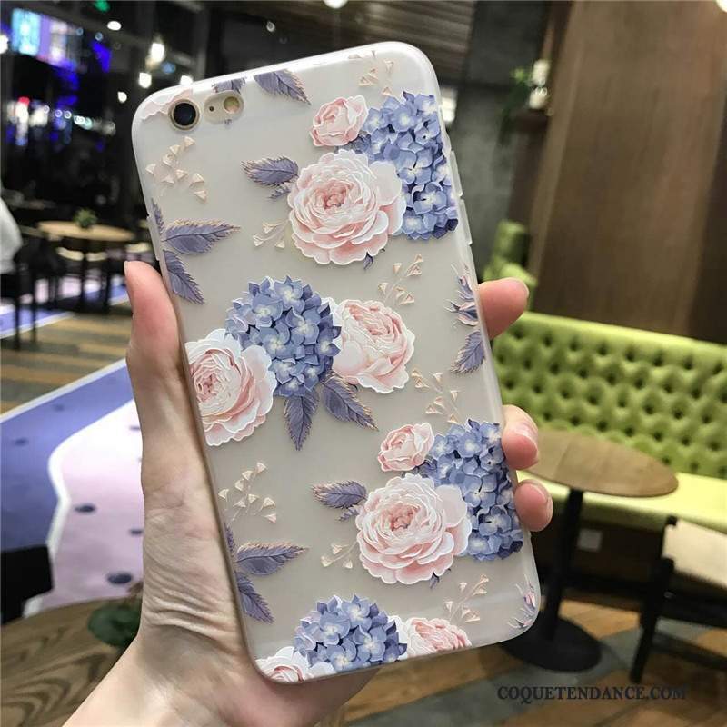iPhone 6/6s Coque Rose Bleu Fluide Doux Silicone Fleur