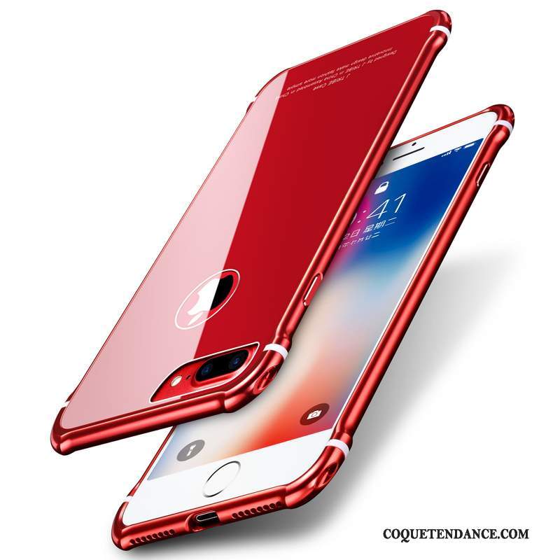 iPhone 6/6s Coque Étui Incassable Verre Métal Rouge