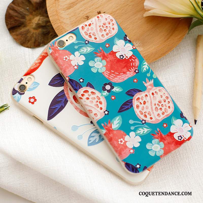 iPhone 6/6s Plus Coque Fleurs Bleu Silicone Gaufrage Tout Compris