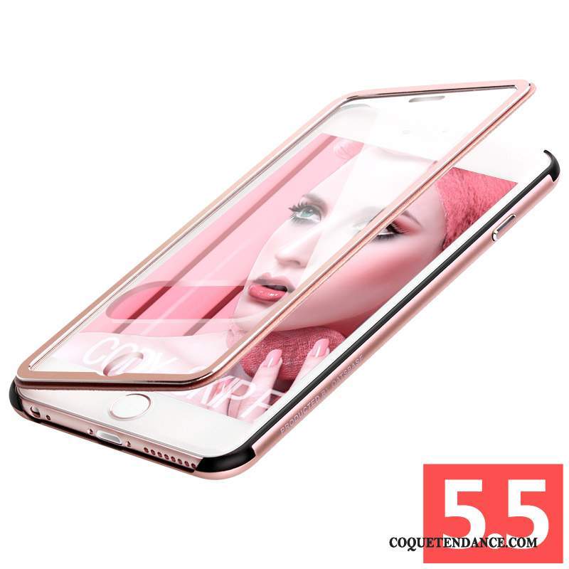 iPhone 6/6s Plus Coque Métal Étui En Cuir Rose Windows Protection