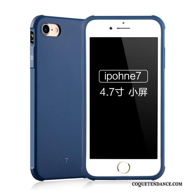 iPhone 7 Coque Bleu Marin Délavé En Daim Étui Silicone