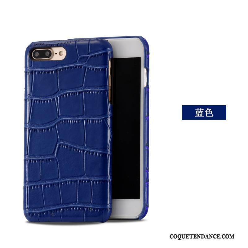 iPhone 7 Coque Crocodile Modèle Cuir Véritable De Téléphone Bleu Étui En Cuir