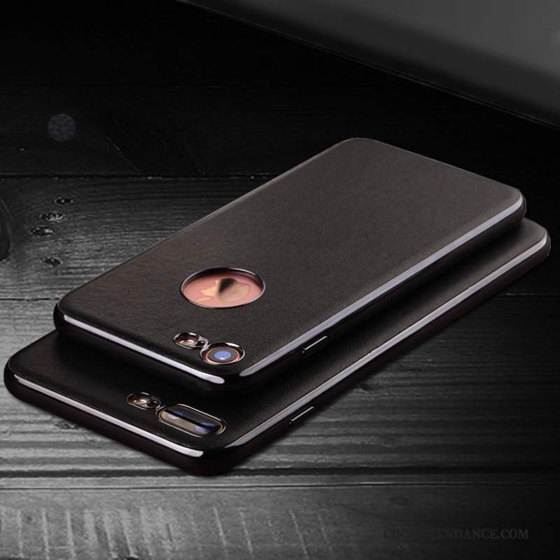 iPhone 7 Coque Créatif Incassable Noir Tout Compris Cuir Véritable