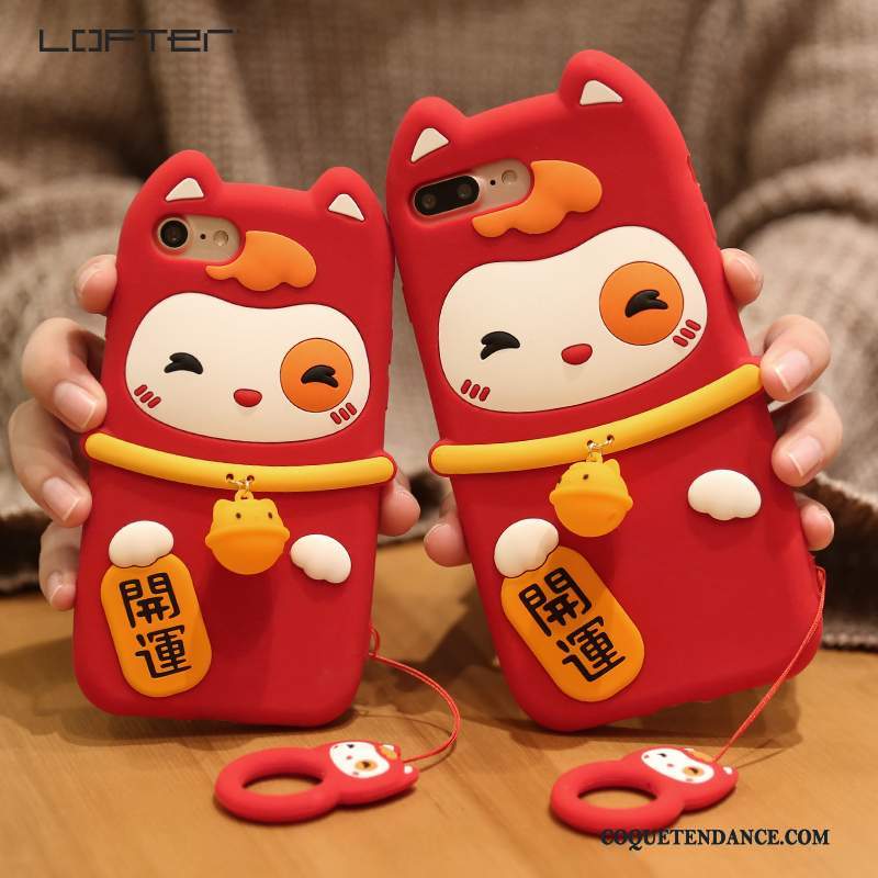 iPhone 7 Coque De Téléphone Rouge Dessin Animé Richesse Chat