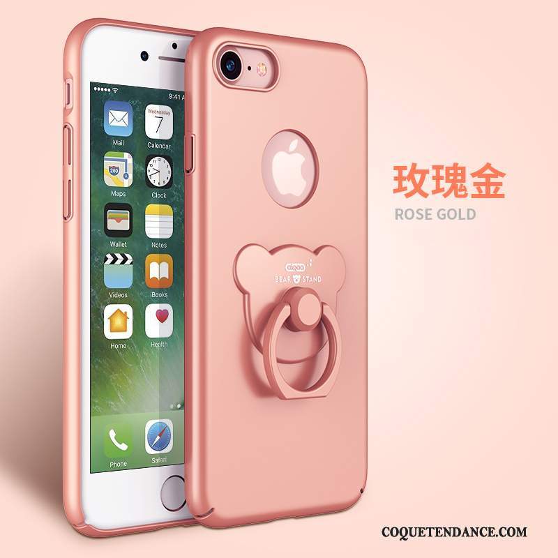 iPhone 7 Coque Rose Support Incassable Anneau Délavé En Daim