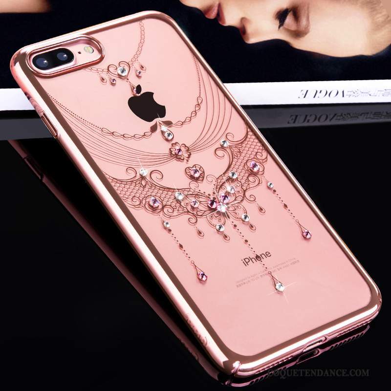 iPhone 7 Plus Coque Personnalité Rose Protection Incassable Strass