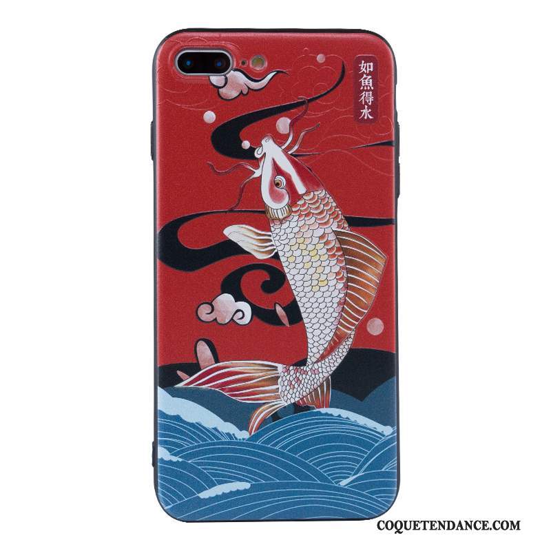 iPhone 7 Plus Coque Rouge Style Chinois Art Protection Étui