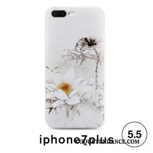 iPhone 7 Plus Coque Style Chinois Protection Étui Gaufrage Fluide Doux