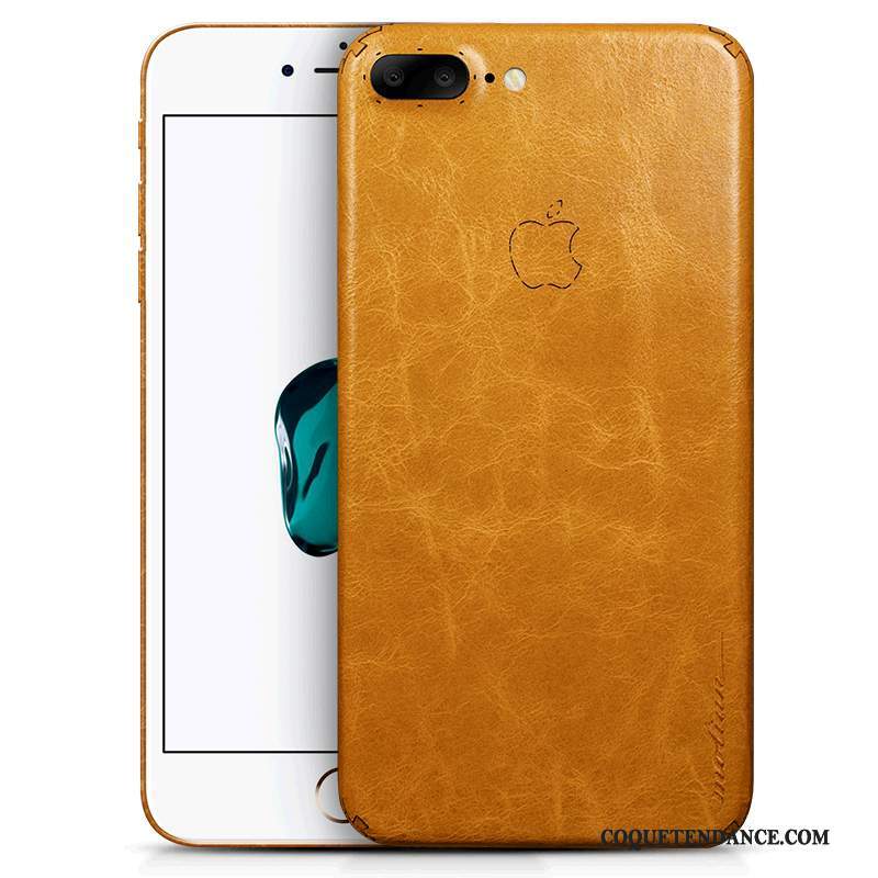 iPhone 7 Plus Coque Étui Créatif Cuir Véritable Luxe Jaune