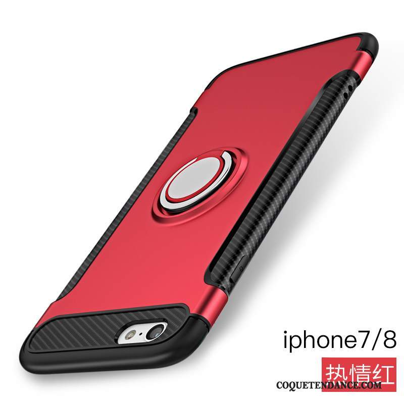 iPhone 8 Coque De Téléphone Rouge Étui Protection Anneau